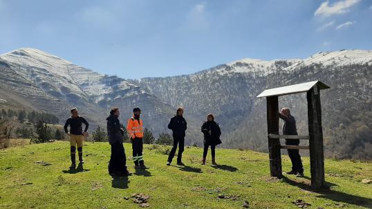 team in a mountain